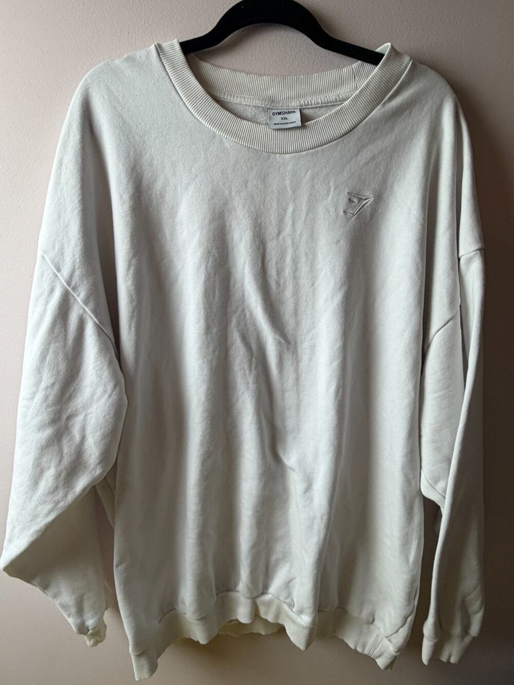 Gymshark Women’s XXL Cream Oversized Crewneck Sweatshirt Embroidered Logo